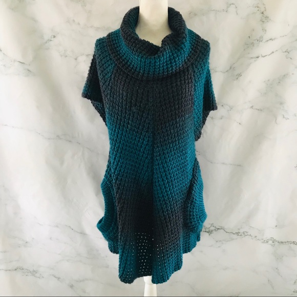 ORANGE FASHION VILLAGE Cowl Neck crocheted Poncho - Picture 2 of 8